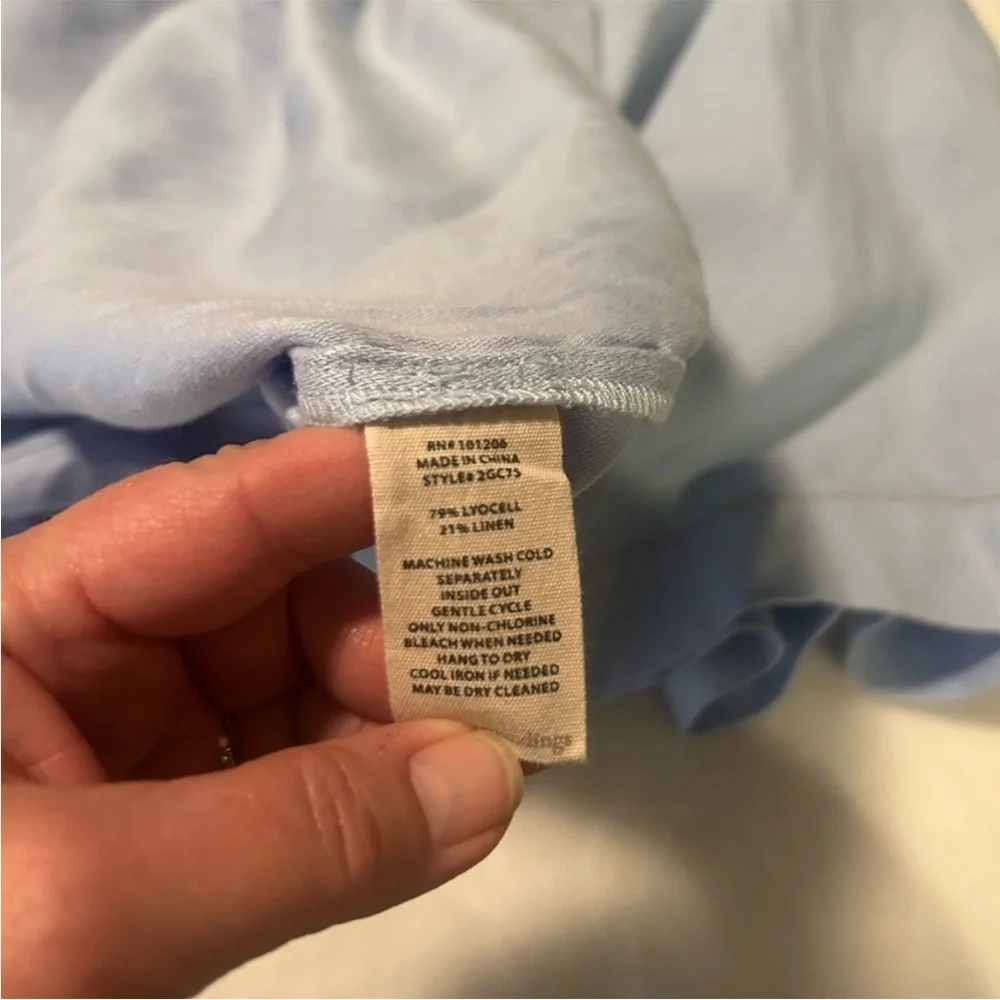 Soft Surroundings NWT Blue Midi Dress with Puff Sleeves and Pleats - Picture 7 of 10